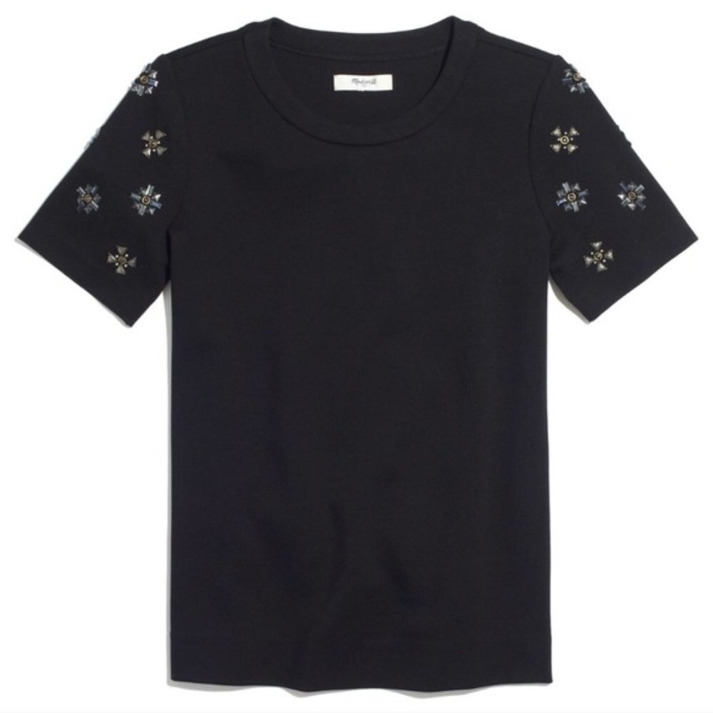Madewell Black Geo Bead Short Sleeve Tee
